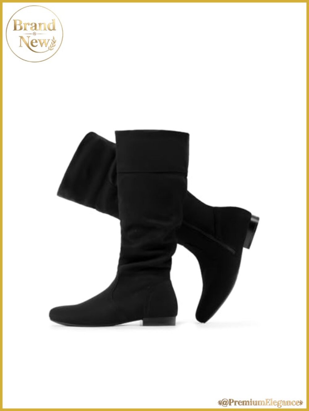 Wide Calf Knee High Boots Faux Fur Lined Slouchy Side Zip